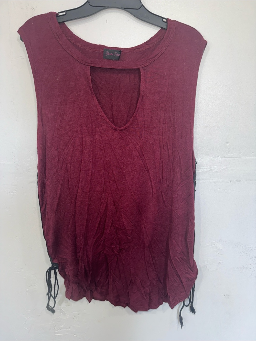 Sleeveless Keyhole Tank in Deep Wine by Juice Couture